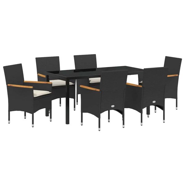 Комплект за хранене в градината 7 pcs Черно полиратан