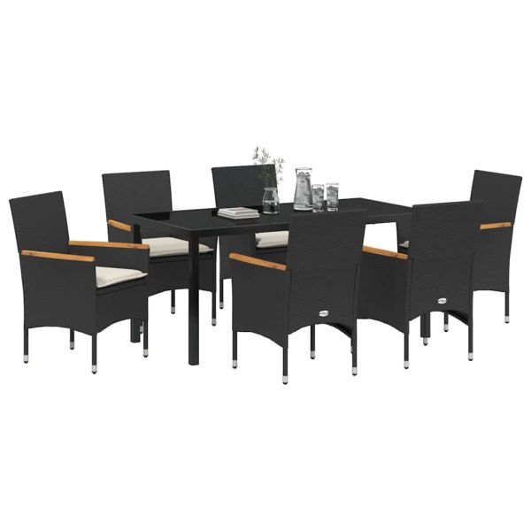 Комплект за хранене в градината 7 pcs Черно полиратан