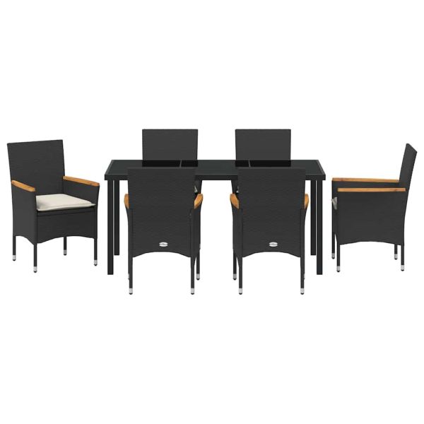 Комплект за хранене в градината 7 pcs Черно полиратан