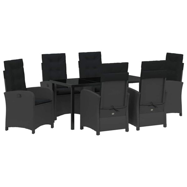 Комплект за хранене в градината 7 pcs Черно полиратан