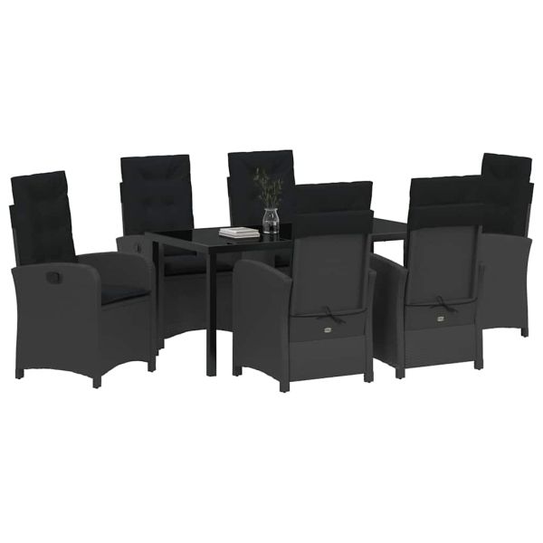 Комплект за хранене в градината 7 pcs Черно полиратан