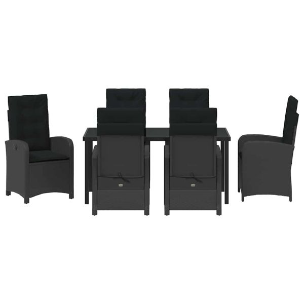 Комплект за хранене в градината 7 pcs Черно полиратан