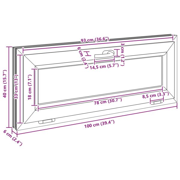 Прозорец за мазе RISOR 100 x 40 cm PVC и стъкло Бяло