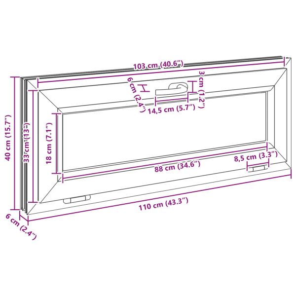 Прозорец за мазе RISOR 110 x 40 cm PVC и стъкло Бяло