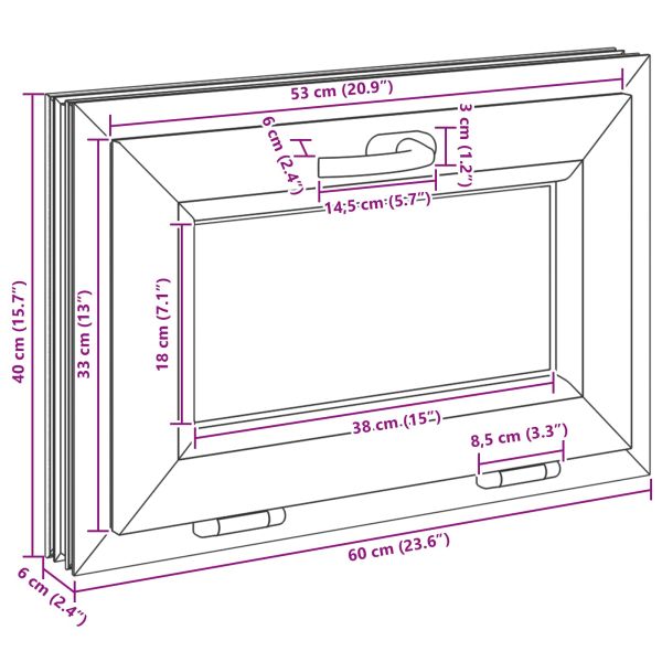 Прозорец за мазе RISOR 60 x 40 cm PVC и стъкло Антрацит