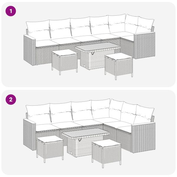 Градински Софа Комплект 9 pcs Сив полиратан