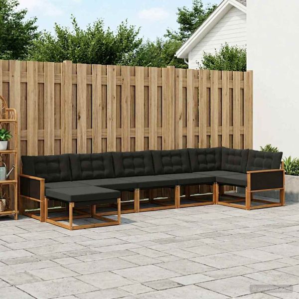 Комплект дивани за открито 7 бр. Естествено и черно