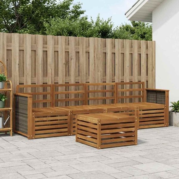 Комплект дивани за открито 5 pcs Натурално