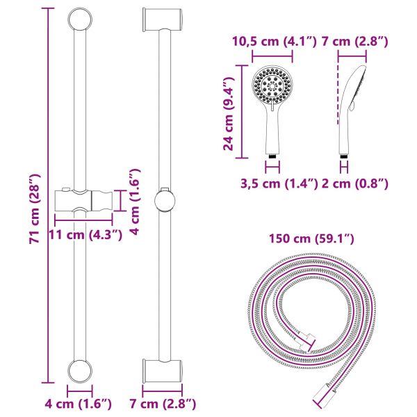 Комплект душ система Хром 70 cm Неръждаема стомана