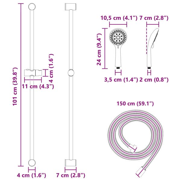 Комплект душ система Хром 100 cm Неръждаема стомана