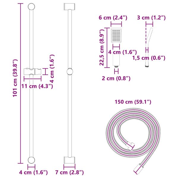 Комплект душ система Хром 100 cm Неръждаема стомана