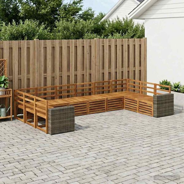 Комплект дивани за открито 10 pcs Натурално