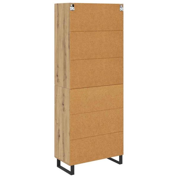 Висок шкаф с чекмедже 2 pcs Дъб Инженерна дървесина и стъкло