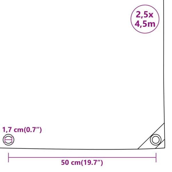 Брезент сив 2,5x4,5 м 650 г/м²