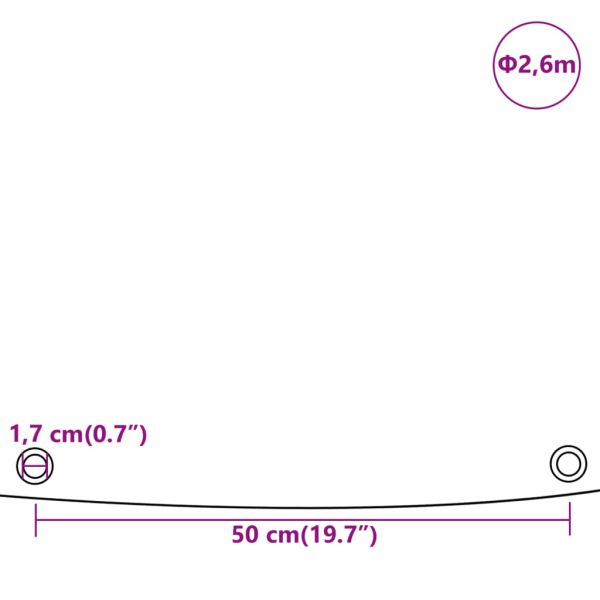Брезент бял Ø 2,6 м 650 г/м²