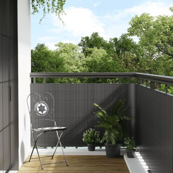 Балконски параван, антрацит, 600x80 см, полиратан