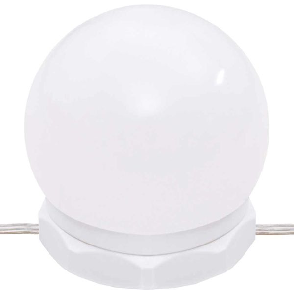 Комплект тоалетка с LED, бяла, инженерно дърво
