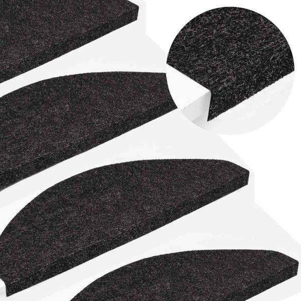 Самозалепващи стелки за стъпала 10 бр антрацит 65x22,5x3,5 см