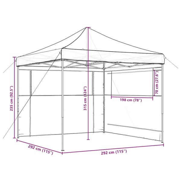 Сгъваема парти шатра pop-up с 2 странични стени черна