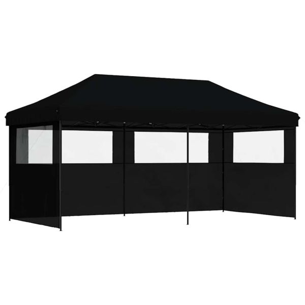 Сгъваема парти шатра pop-up с 3 странични стени черна