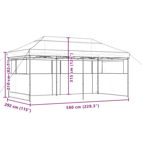 Сгъваема парти шатра pop-up с 3 странични стени черна