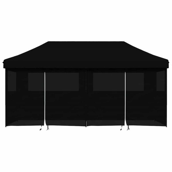 Сгъваема парти шатра pop-up с 4 странични стени черна