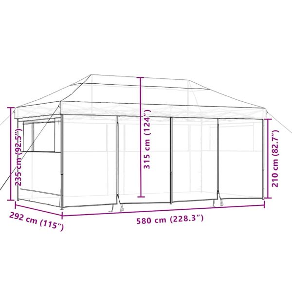 Сгъваема парти шатра pop-up с 4 странични стени черна