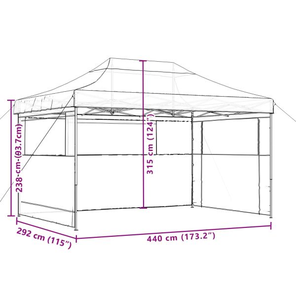Сгъваема парти шатра pop-up с 3 странични стени зелена