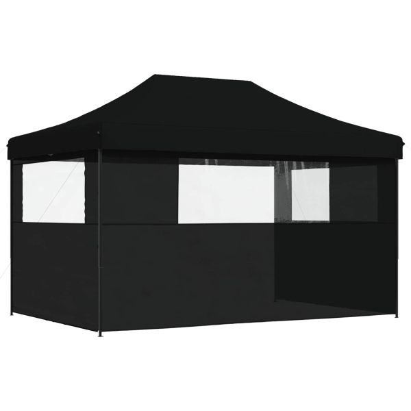 Сгъваема парти шатра pop-up с 3 странични стени черна