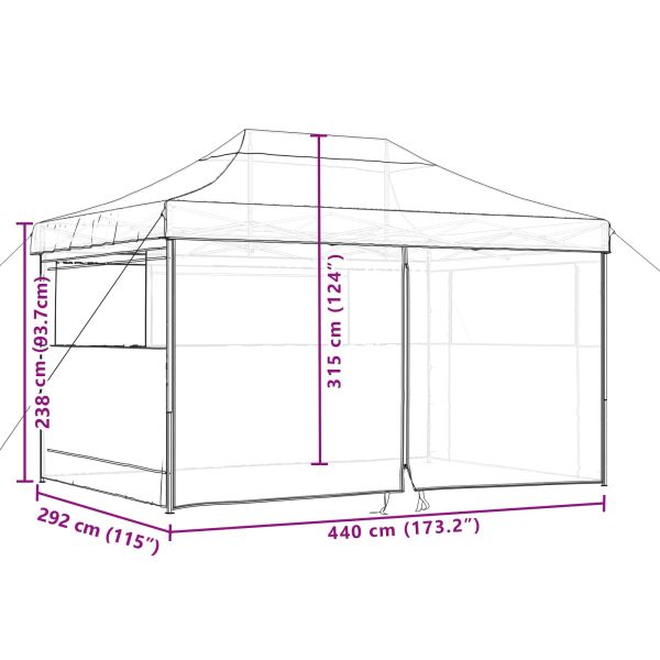 Сгъваема парти шатра pop-up с 4 странични стени зелена