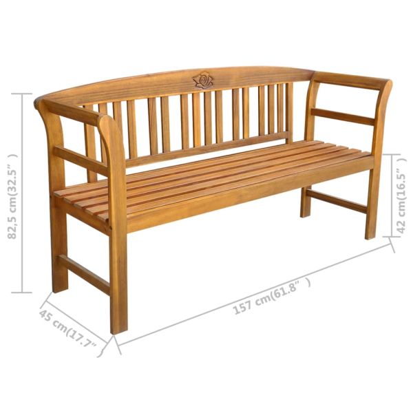 Розова пейка 1 -местен 157 cm Solid Acacia wood Natural
