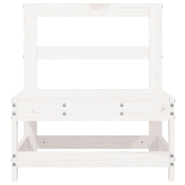 Градински среден диван, бял, бор масив