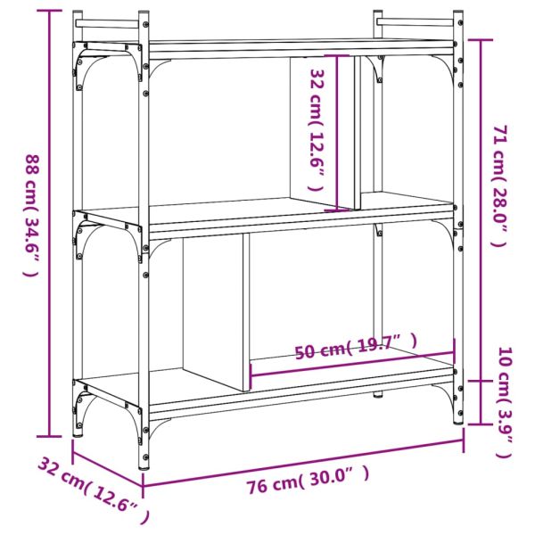 Библиотека 3 рафта черна 76x32x88 см инженерно дърво