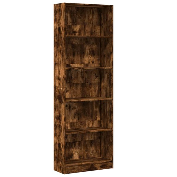 Библиотека, опушен дъб, 60x24x176 см, инженерно дърво