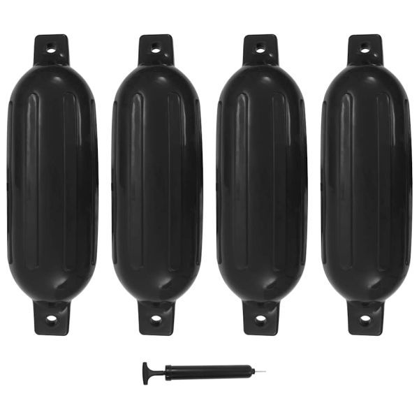Броня за лодка, 4 бр, черна, 58,5x16,5 см, PVC