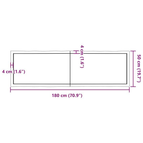 Плот за маса светлокафяв 180x50x(2-4) см обработен масивен дъб