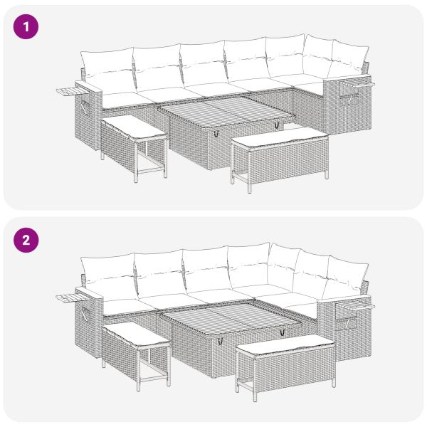 Градински Софа Комплект 9 pcs Бежово полиратан