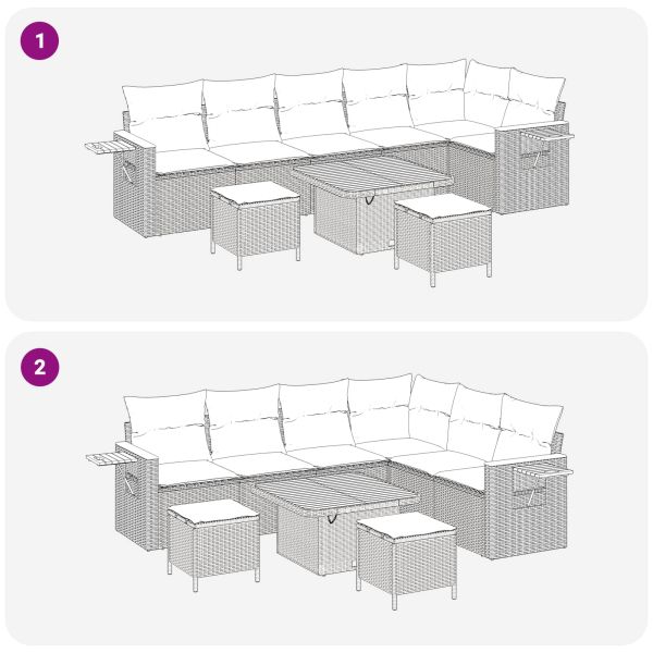 Градински Софа Комплект 9 pcs Черно полиратан