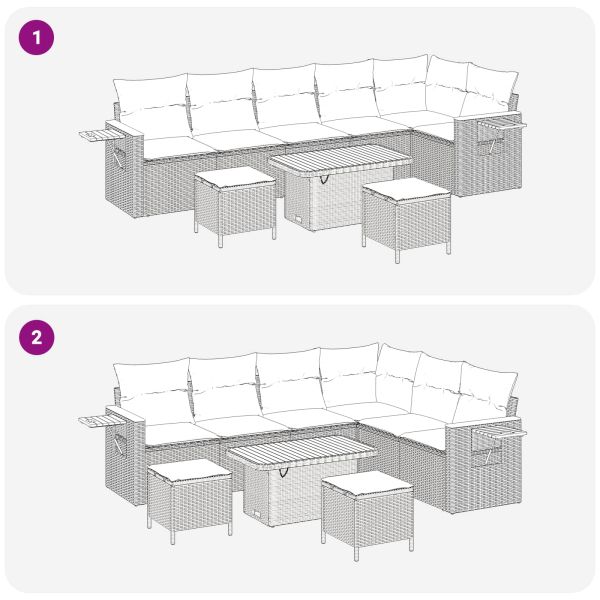 Градински Софа Комплект 9 pcs Черно полиратан