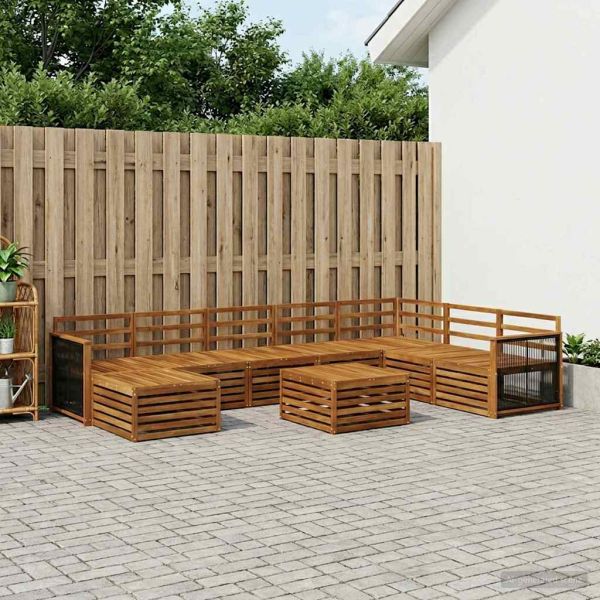 Комплект дивани за открито 9 pcs Натурално
