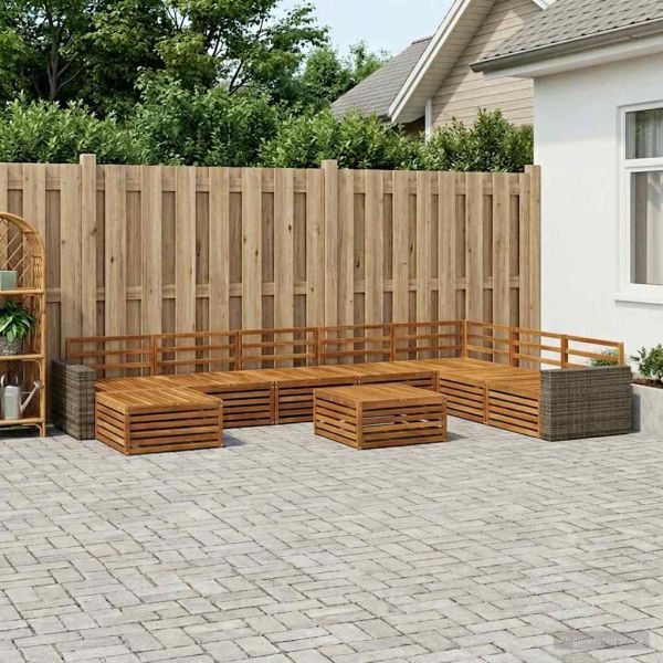 Комплект дивани за открито 9 pcs Натурално