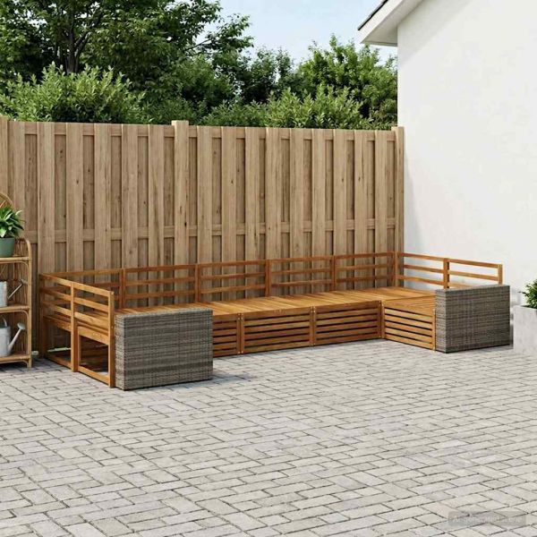 Комплект дивани за открито 7 pcs Натурално