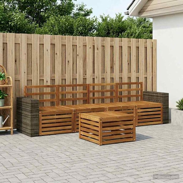 Комплект дивани за открито 5 pcs Натурално