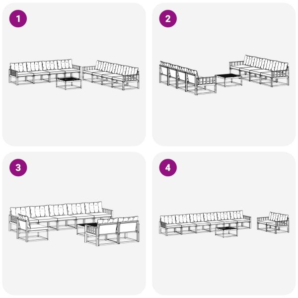 Комплект дивани за открито 9 бр. Бяло и черно