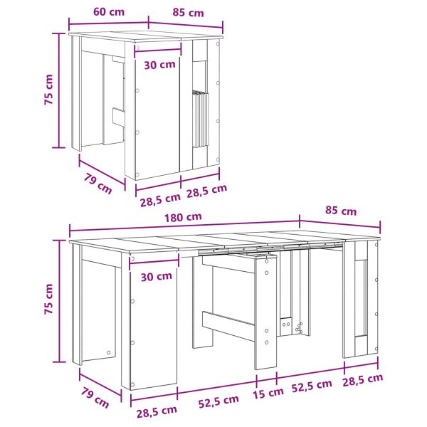 Маса за хранене 180 x 85 x 75 см Инженерна дървесина