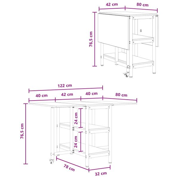 Маса за хранене 122 x 80 x 76,5 см Инженерна дървесина