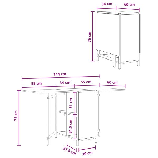 Маса за хранене 144 x 60 x 75 см Инженерна дървесина