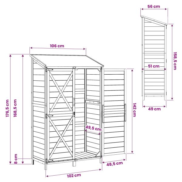 Градина постройка Натурално 106 x 56 x 176,5 см