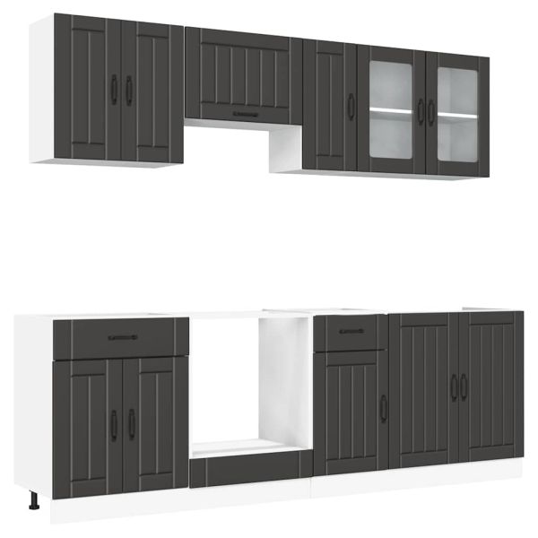 Комплект кухненски шкафове от 8 части Kalmar, инженерно дърво