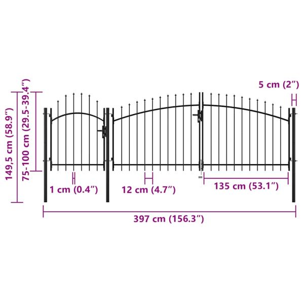 Градинска порта Woerden стомана 1x4 м черна
